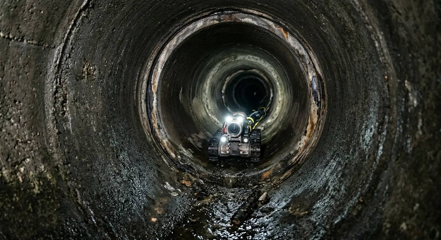 Robotic sewer camera inspecting pipe interior for Sewer Line Repair in North Palm Beach